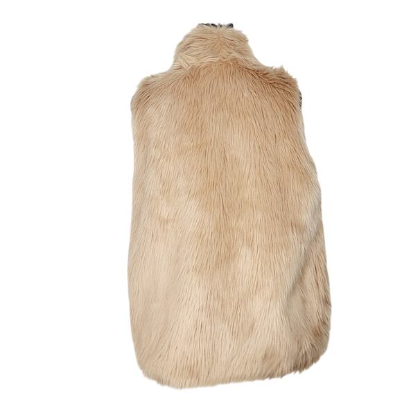 BCBGeneration Blush Shaggy Faux Fur Vest Shawl Collar BOHO Vegan Size S Coastal - Picture 5 of 8